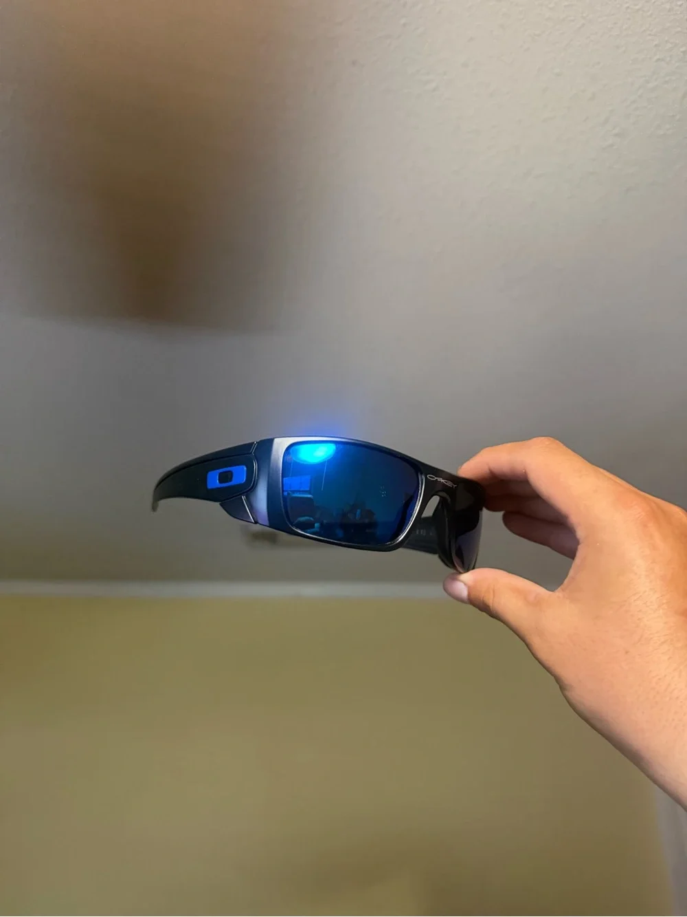Oakley Sport Sunglasses - Black Frame with Blue Mirrored Lenses
